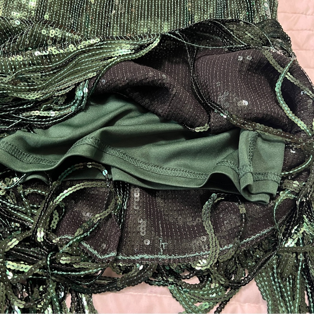Lulus Green Sequin Fringe Dress L - Picture 9 of 11